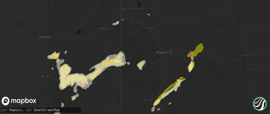Hail map in Hill City, SD on June 26, 2026