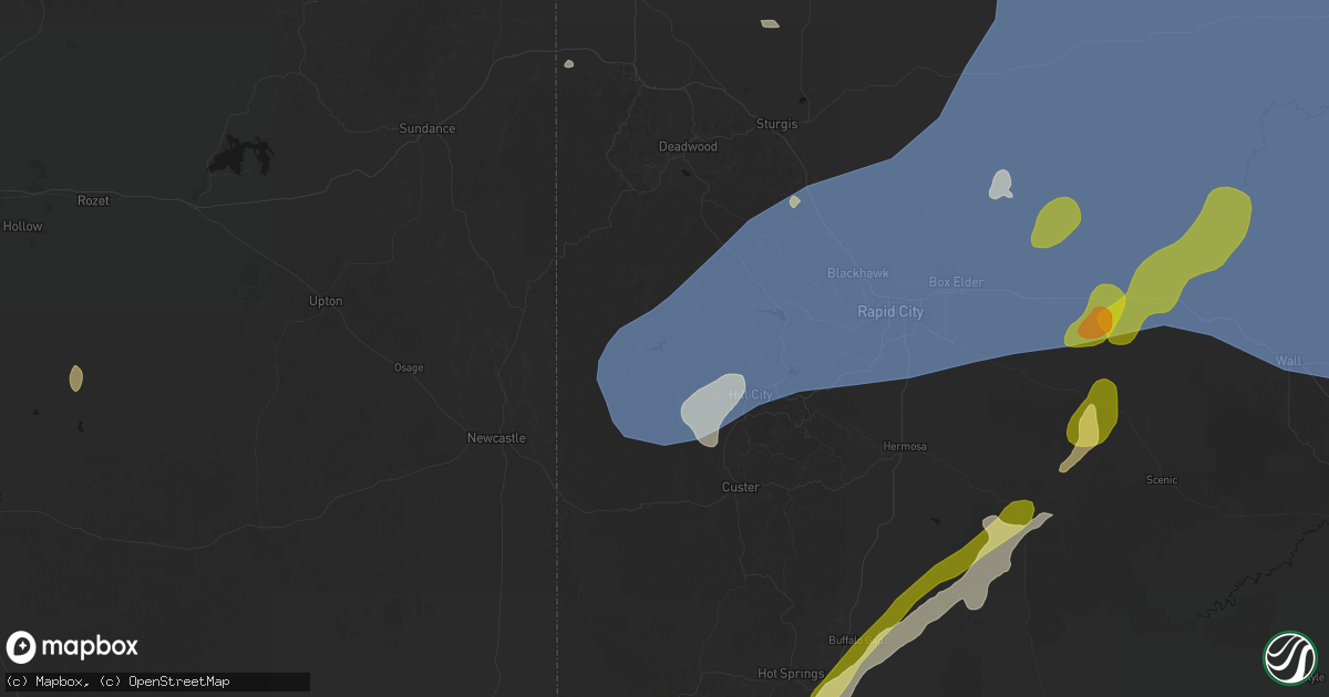 Hail map in Hill City, SD on June 26, 2026