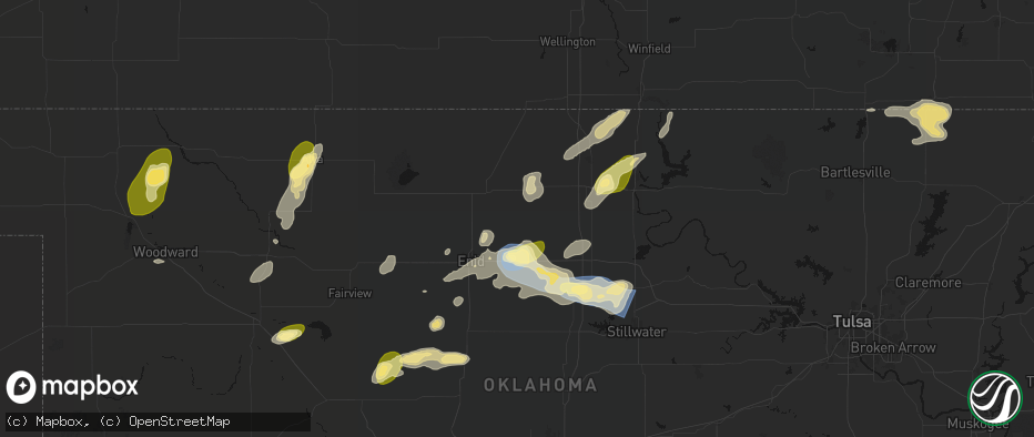 Hail map in Hunter, OK on June 26, 2026