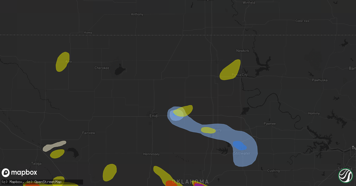 Hail map in Hunter, OK on June 26, 2026