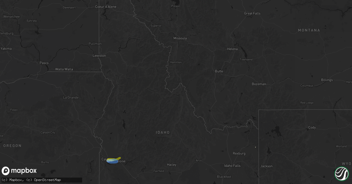 Hail map in Idaho on June 26, 2026