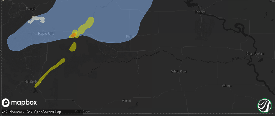 Hail map in Kadoka, SD on June 26, 2026
