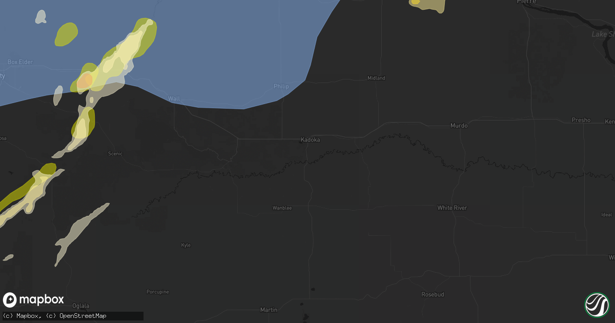 Hail map in Kadoka, SD on June 26, 2026