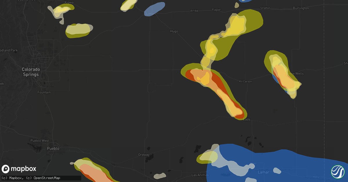 Hail map in Karval, CO on June 26, 2026