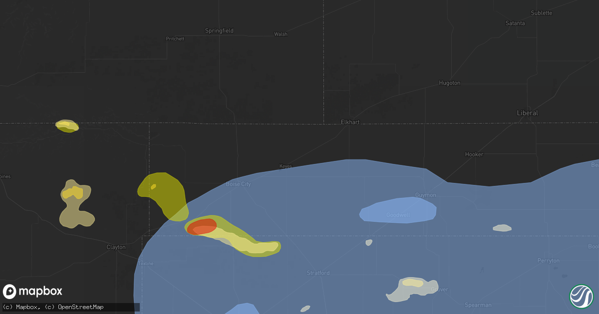 Hail map in Keyes, OK on June 26, 2026