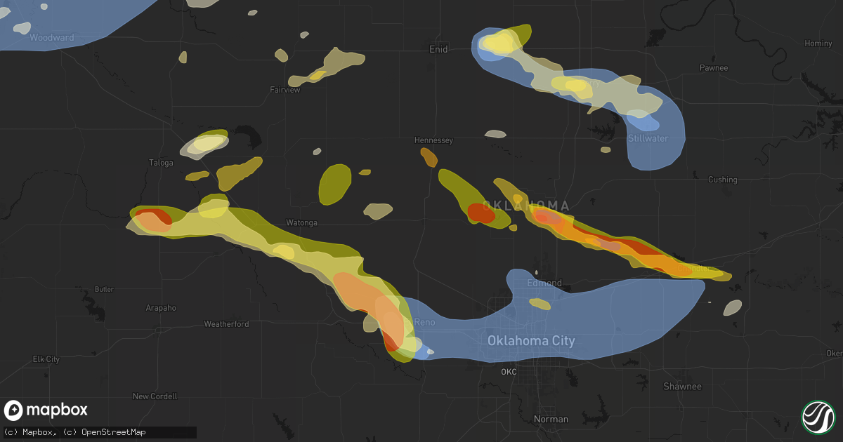 Hail map in Kingfisher, OK on June 26, 2026
