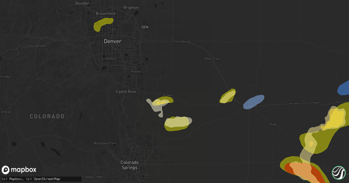 Hail map in Kiowa, CO on June 26, 2026