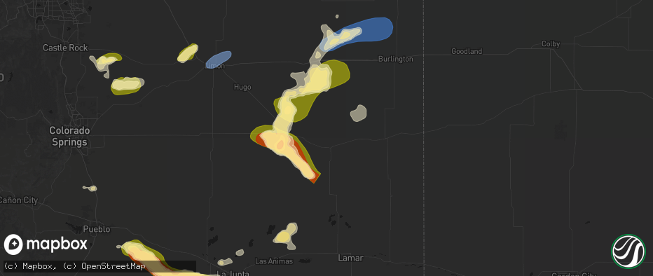 Hail map in Kit Carson, CO on June 26, 2026