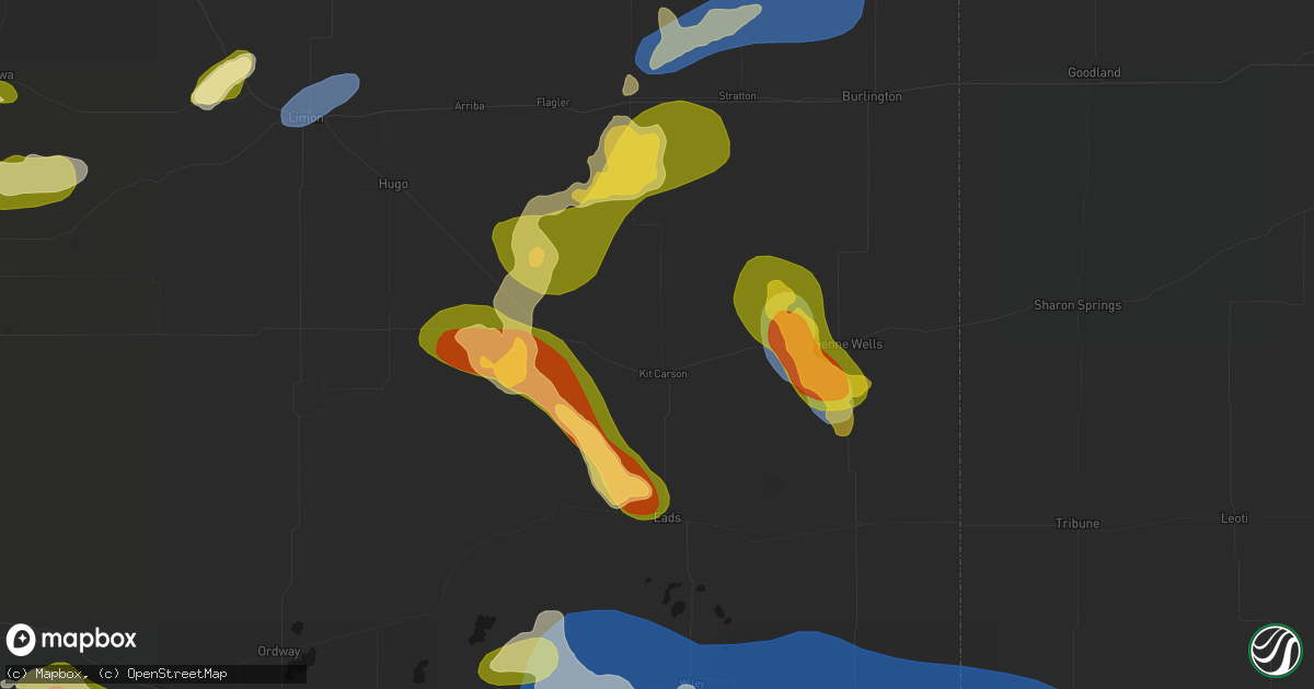 Hail map in Kit Carson, CO on June 26, 2026