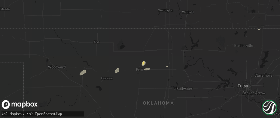 Hail map in Kremlin, OK on June 26, 2026