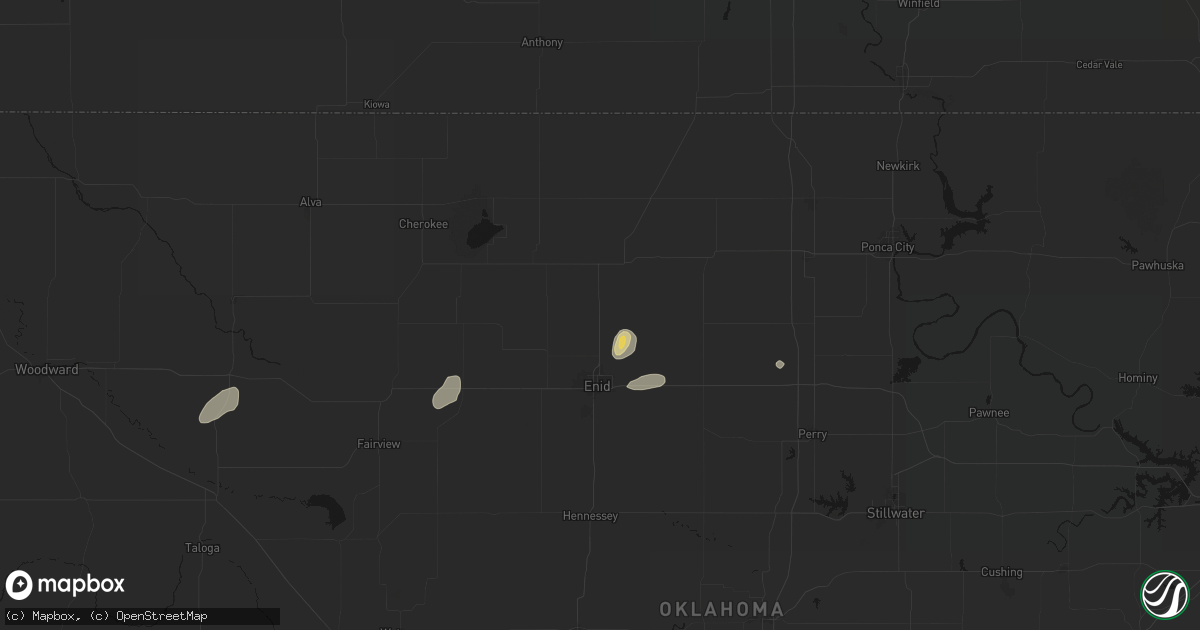 Hail map in Kremlin, OK on June 26, 2026