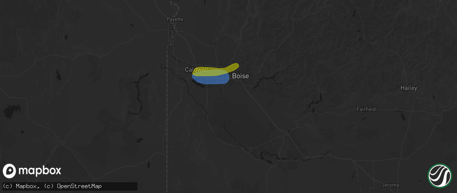 Hail map in Kuna, ID on June 26, 2026
