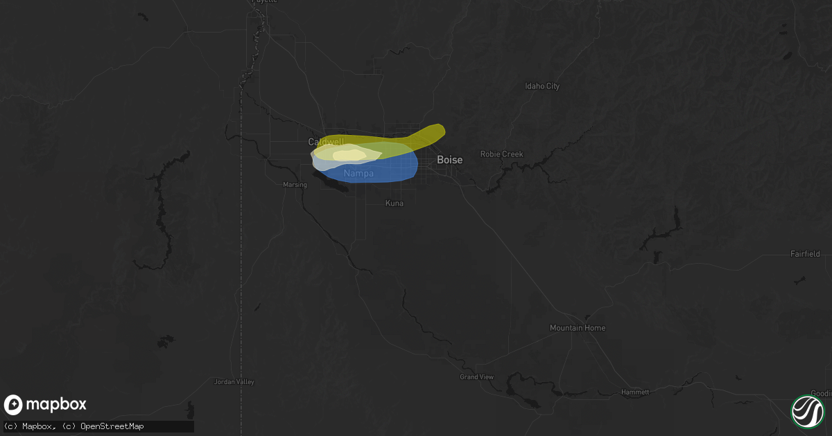 Hail map in Kuna, ID on June 26, 2026