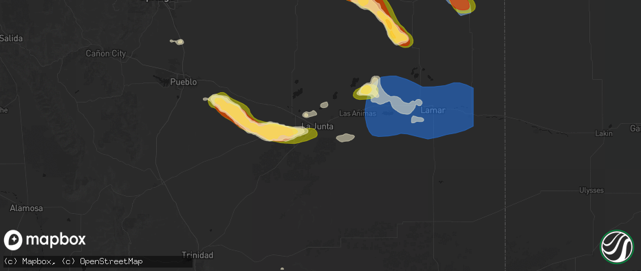 Hail map in La Junta, CO on June 26, 2026