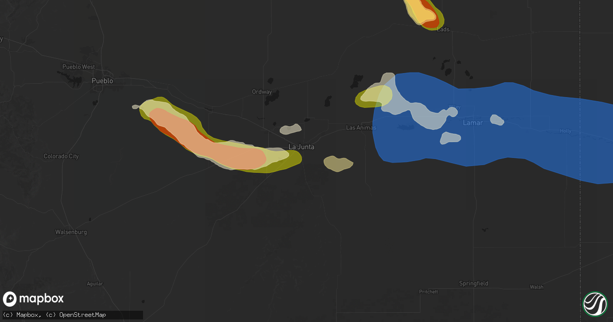 Hail map in La Junta, CO on June 26, 2026