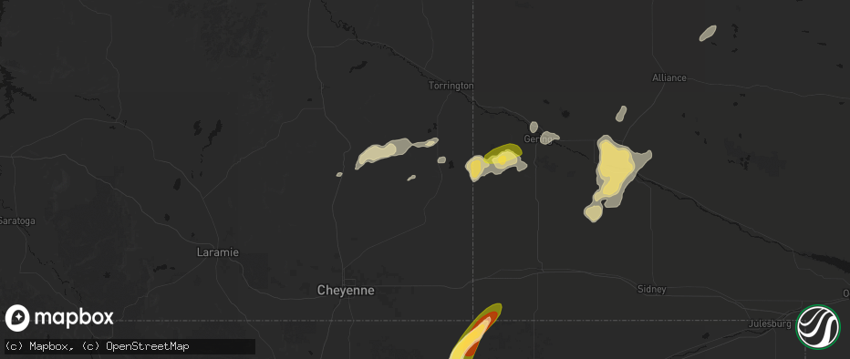 Hail map in Lagrange, WY on June 26, 2026