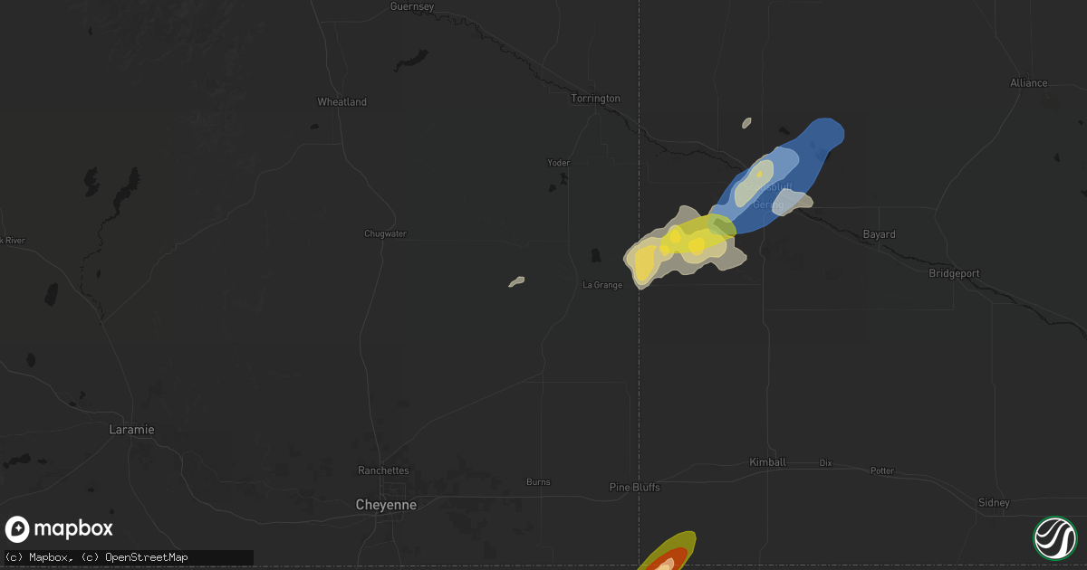 Hail map in Lagrange, WY on June 26, 2026