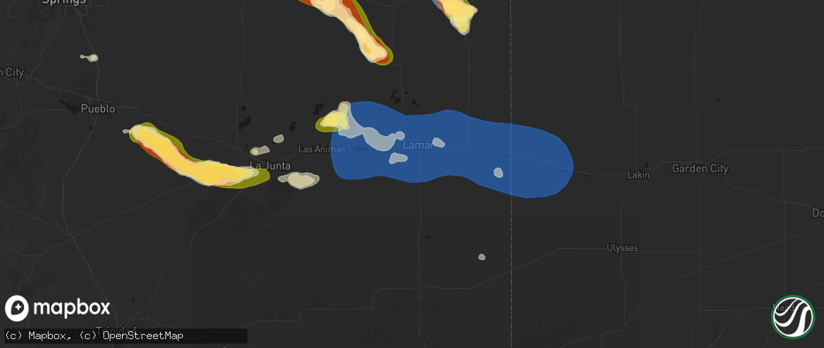 Hail map in Lamar, CO on June 26, 2026