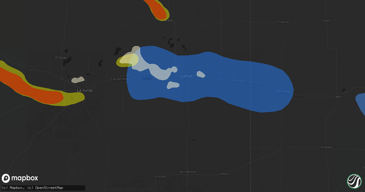 Hail map in Lamar, CO on June 26, 2026