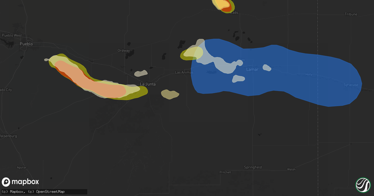 Hail map in Las Animas, CO on June 26, 2026