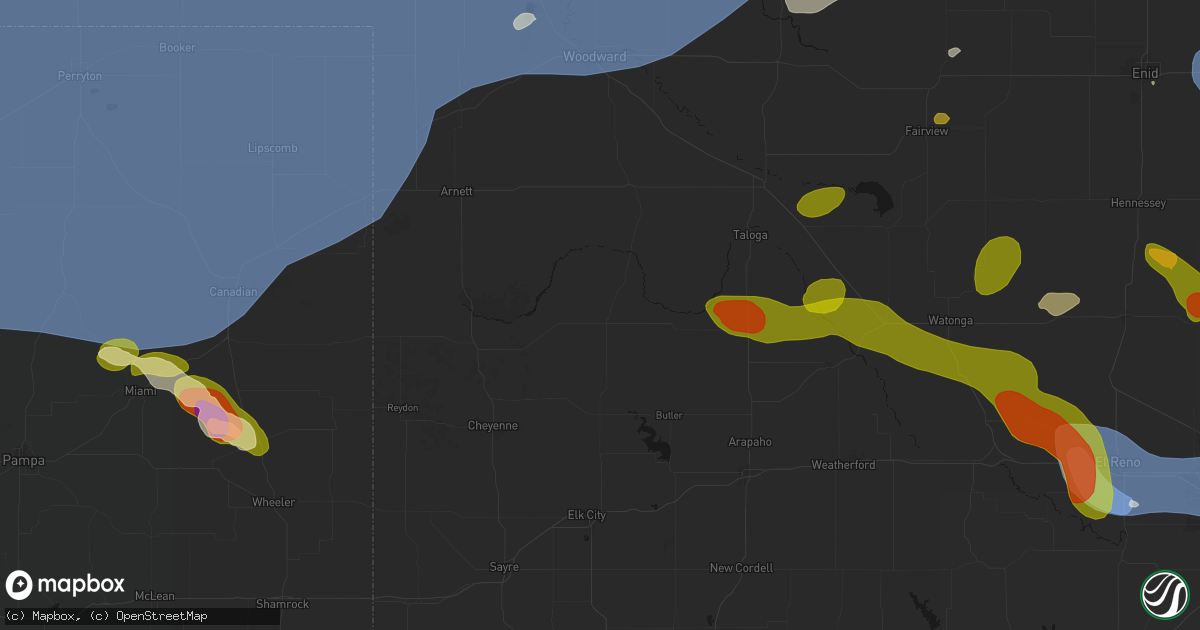 Hail map in Leedey, OK on June 26, 2026