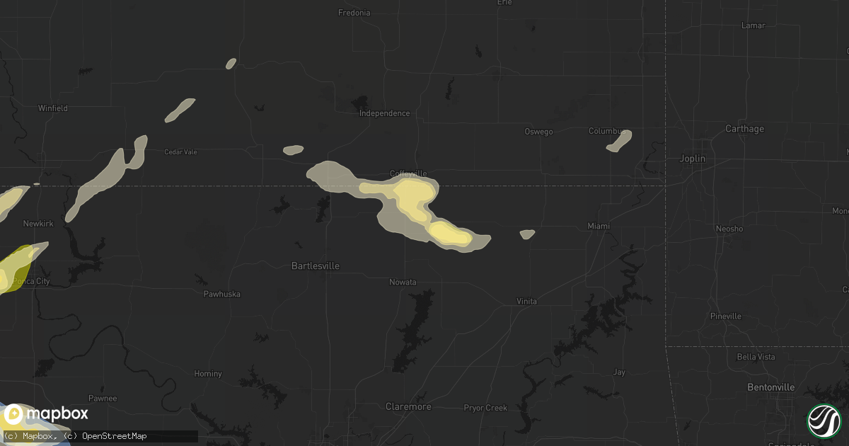 Hail map in Lenapah, OK on June 26, 2026