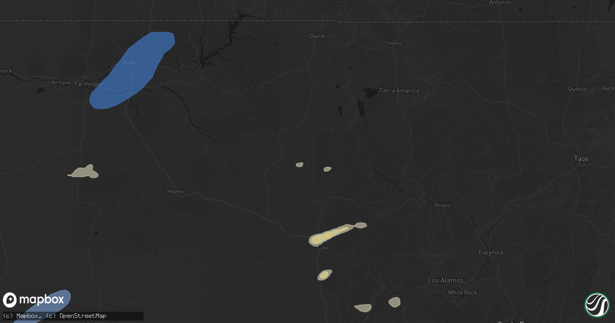 Hail map in Lindrith, NM on June 26, 2026