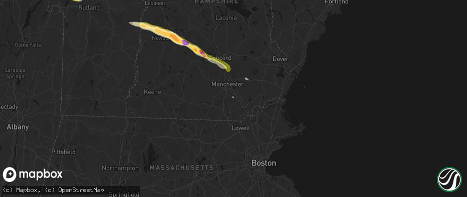 Hail map in Londonderry, NH on June 26, 2026
