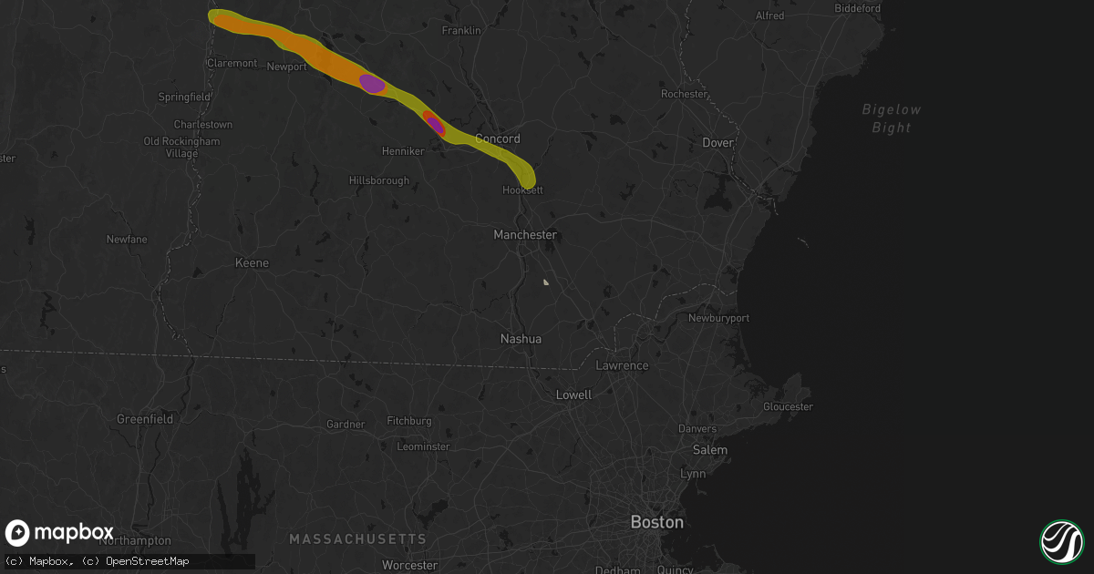 Hail map in Londonderry, NH on June 26, 2026