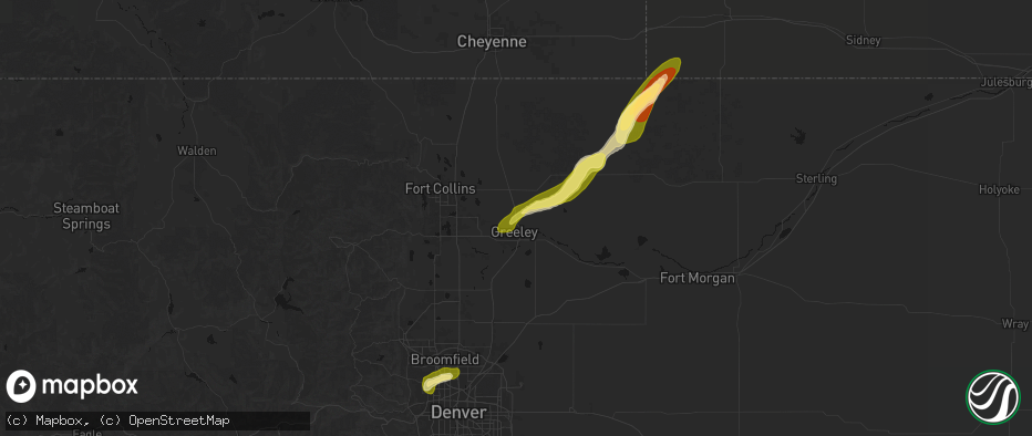 Hail map in Lucerne, CO on June 26, 2026