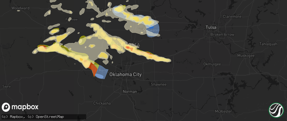 Hail map in Luther, OK on June 26, 2026