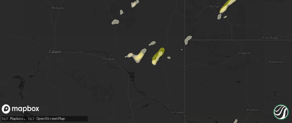 Hail map in Manville, WY on June 26, 2026