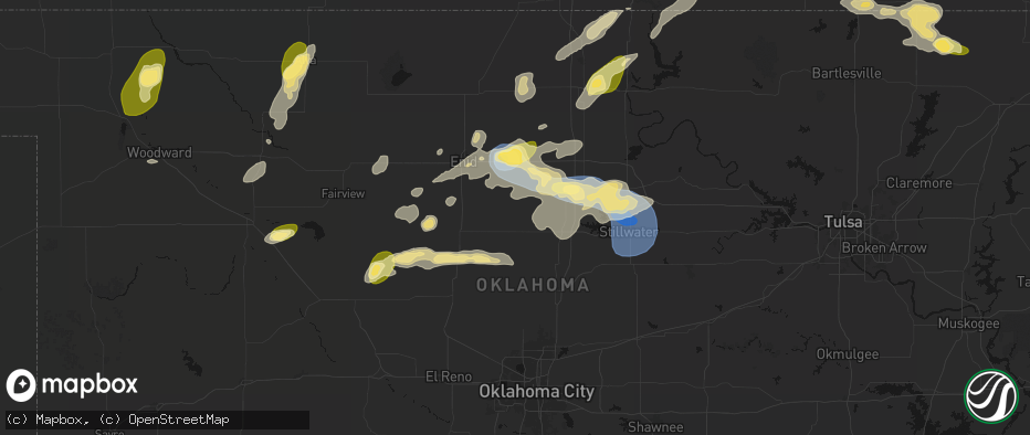 Hail map in Marshall, OK on June 26, 2026