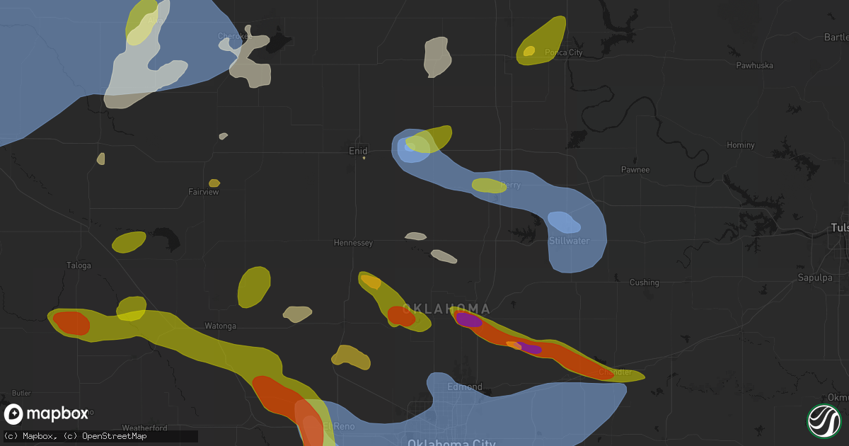 Hail map in Marshall, OK on June 26, 2026