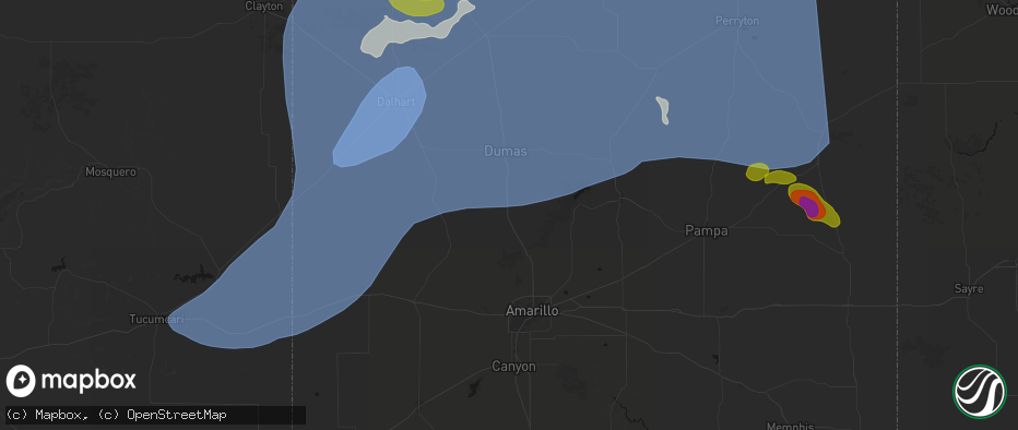 Hail map in Masterson, TX on June 26, 2026