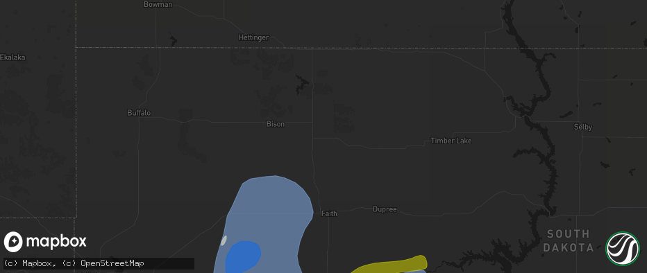 Hail map in Meadow, SD on June 26, 2026
