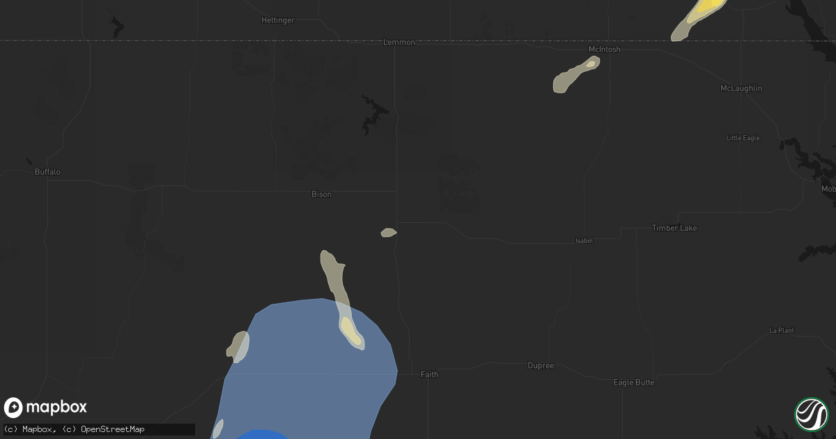 Hail map in Meadow, SD on June 26, 2026