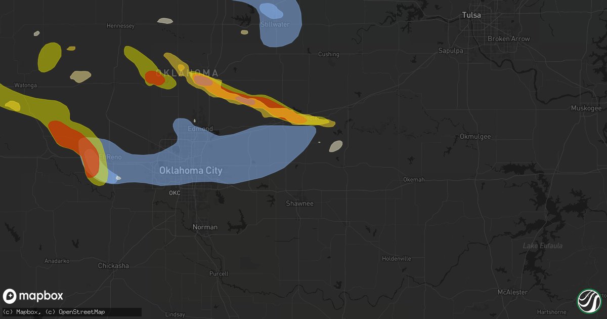 Hail map in Meeker, OK on June 26, 2026