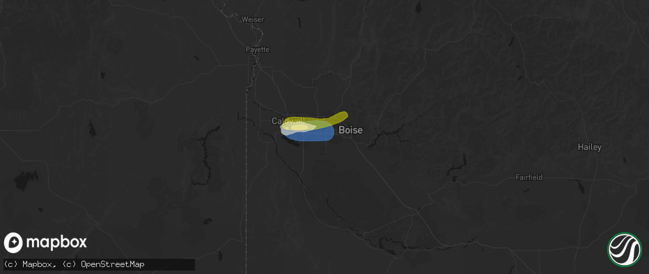 Hail map in Meridian, ID on June 26, 2026