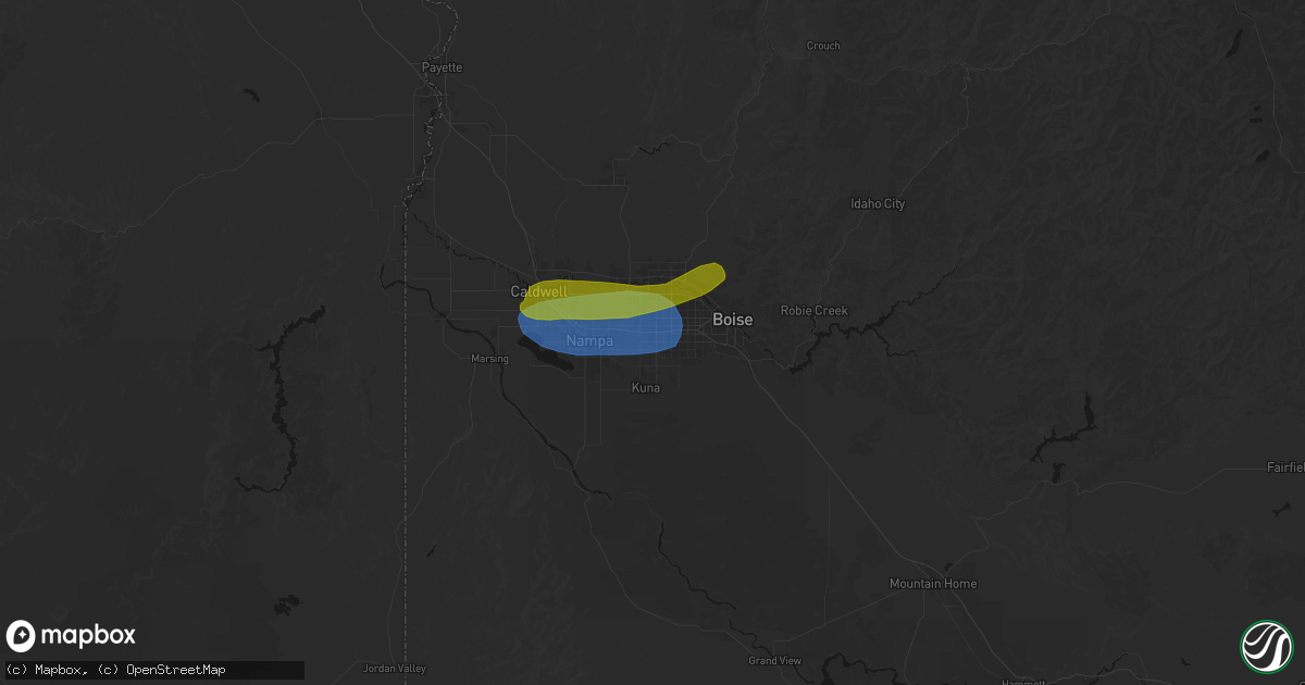 Hail map in Meridian, ID on June 26, 2026