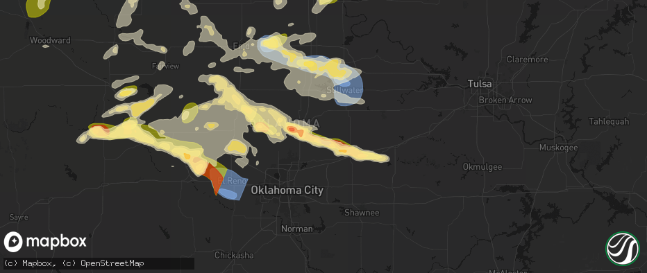 Hail map in Meridian, OK on June 26, 2026