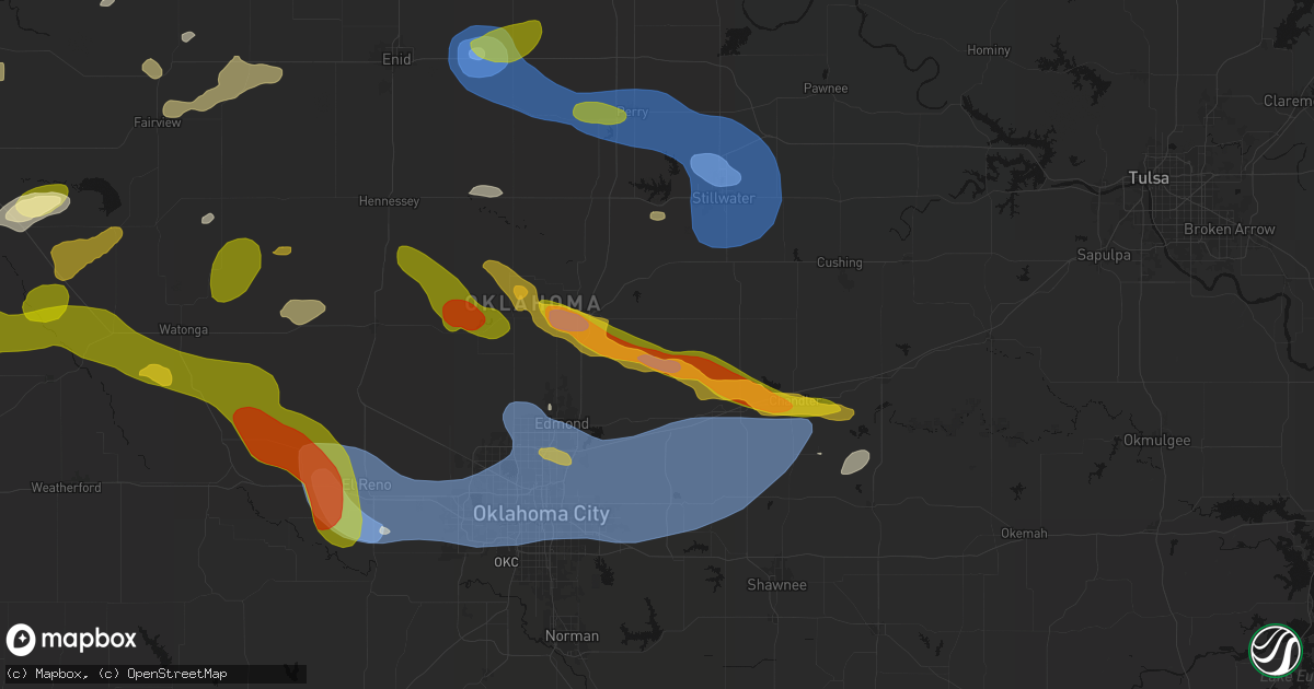Hail map in Meridian, OK on June 26, 2026