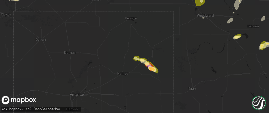 Hail map in Miami, TX on June 26, 2026