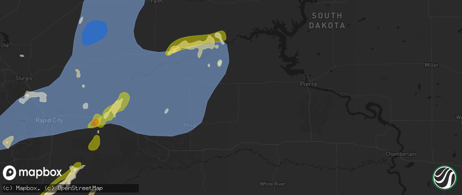 Hail map in Midland, SD on June 26, 2026