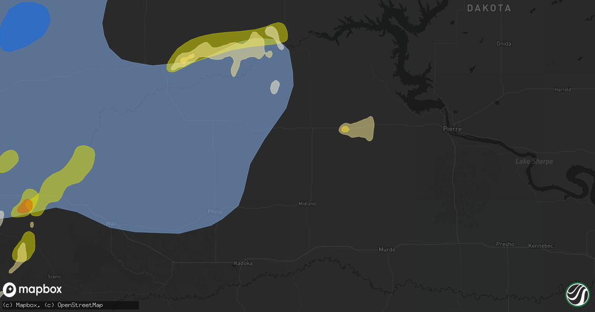 Hail map in Midland, SD on June 26, 2026
