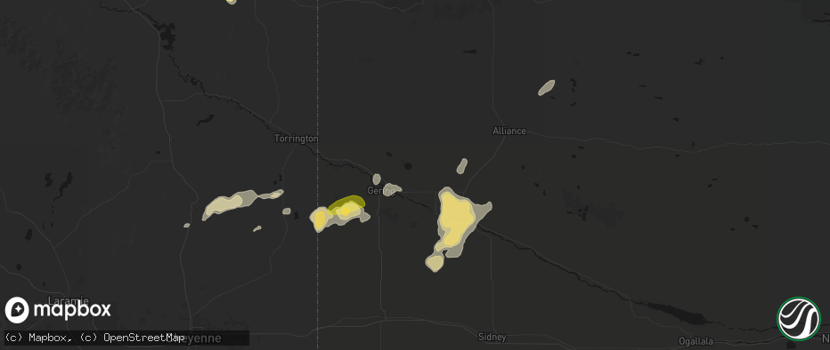 Hail map in Minatare, NE on June 26, 2026