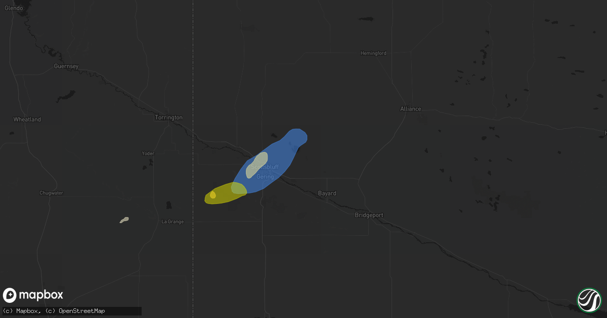 Hail map in Minatare, NE on June 26, 2026