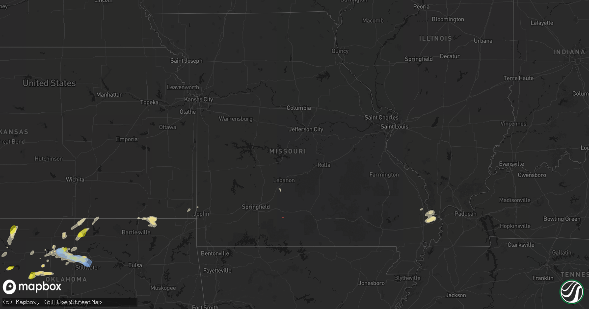 Hail map in Missouri on June 26, 2026