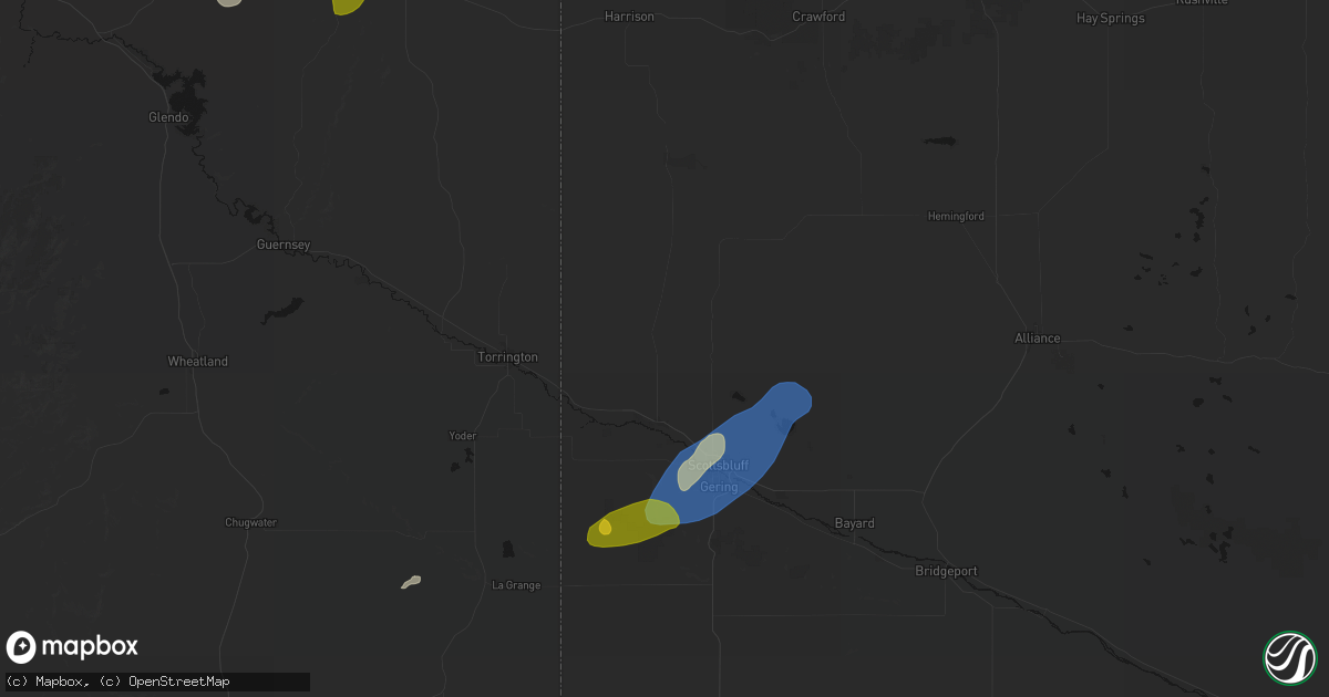 Hail map in Mitchell, NE on June 26, 2026