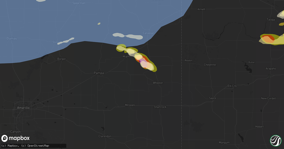 Hail map in Mobeetie, TX on June 26, 2026